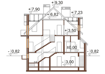 Projekt domu L-6104 - przekrój