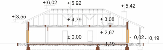 Projekt domu L-6851. - przekrój