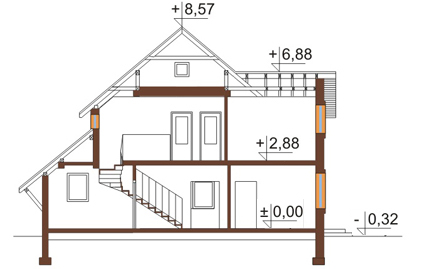 Projekt domu L-6138 - przekrój