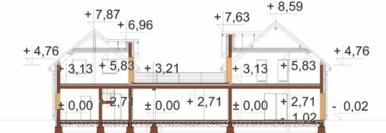 Projekt domu L-6853. - przekrój