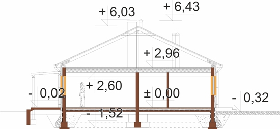 Projekt domu L-6639 BPC. - przekrój