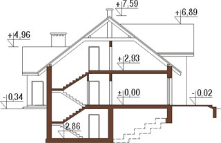 Projekt domu L-6167 - przekrój