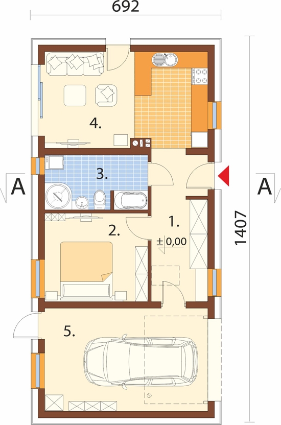 Projekt domu DM-6884. - rzut