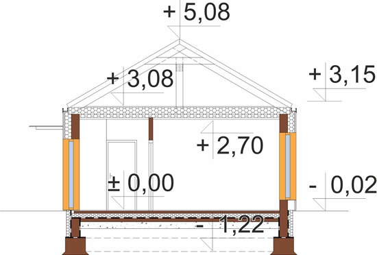 Projekt domu DM-6884. - przekrój