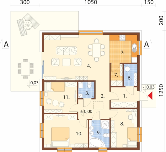 Projekt domu DM-6887. - rzut