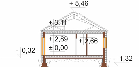 Projekt domu DM-6890. - przekrój