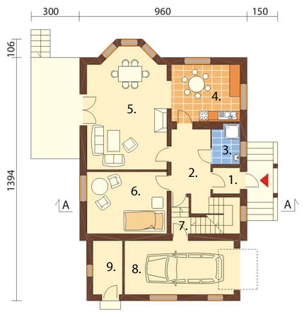 Projekt domu DM-6040 - rzut