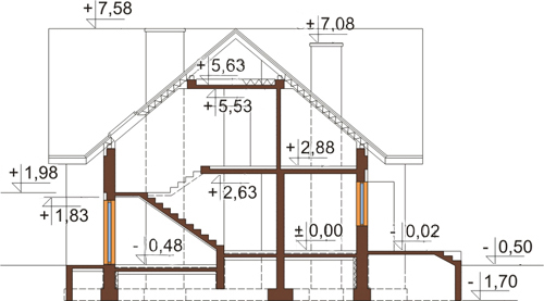 Projekt domu L-6245 - przekrój