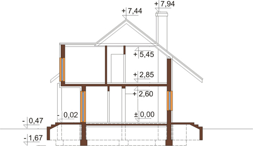 Projekt domu L-6318 - przekrój