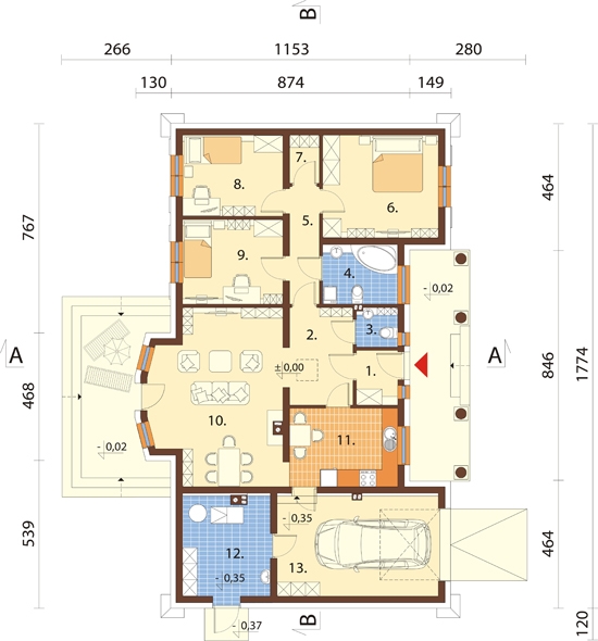 Projekt domu DM-6079 - rzut