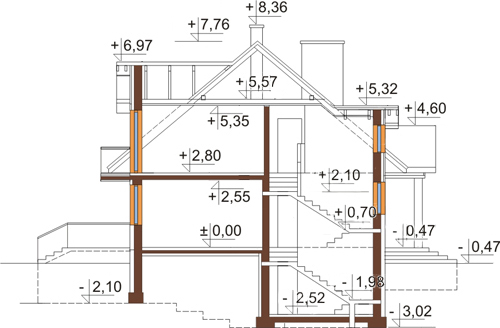 Projekt domu L-6338 - przekrój