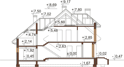 Projekt domu L-6344 - przekrój
