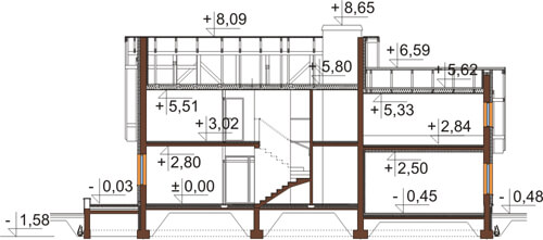 Projekt domu DM-6345 - przekrój