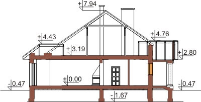 Projekt domu L-6326 - przekrój