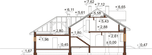 Projekt domu L-6372 - przekrój