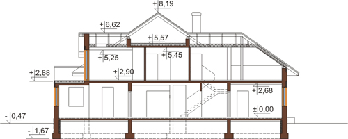 Projekt domu DM-6384 - przekrój