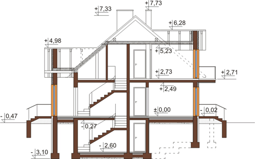 Projekt domu DM-6383 - przekrój