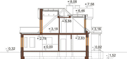 Projekt domu DM-6414 - przekrój