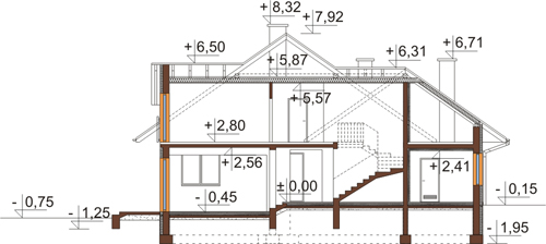 Projekt domu DM-6418 - przekrój