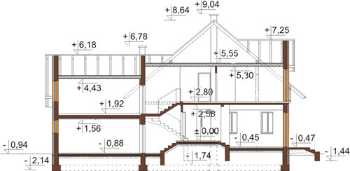 Projekt domu L-6420 - przekrój