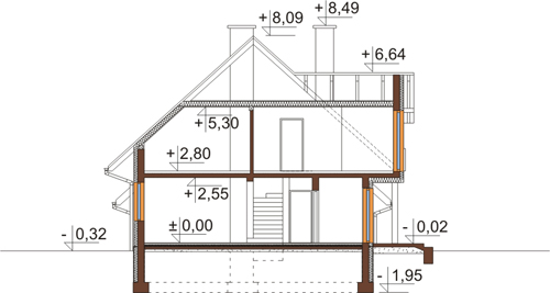 Projekt domu DM-6442 - przekrój