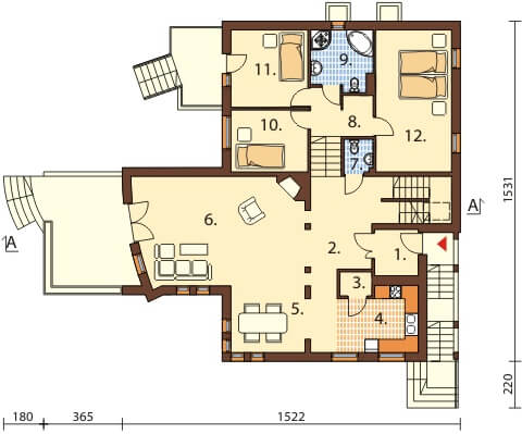 Projekt domu DM-6158 B - rzut