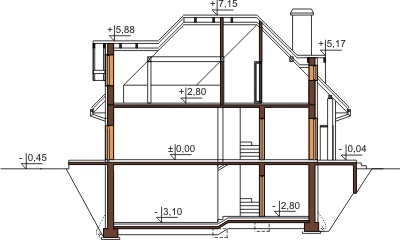 Projekt domu DM-6132 B - przekrój