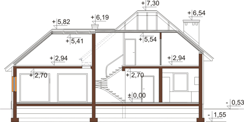 Projekt domu DM-6423 - przekrój