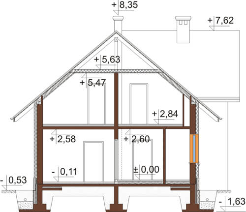 Projekt domu DM-6430 - przekrój