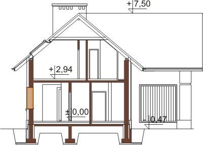 Projekt domu L-6374 - przekrój