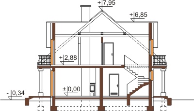 Projekt domu L-6458 - przekrój
