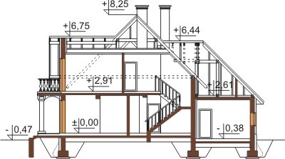 Projekt domu L-6379 - przekrój