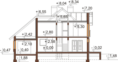 Projekt domu DM-6381 - przekrój