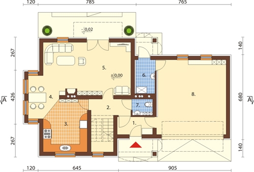 Projekt domu DM-6416 - rzut