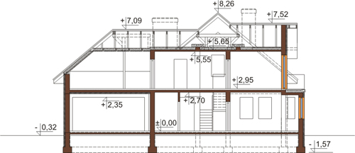 Projekt domu DM-6416 - przekrój