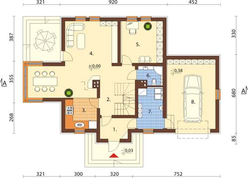 Projekt domu DM-6376 - rzut