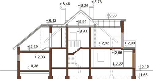 Projekt domu L-6376 - przekrój