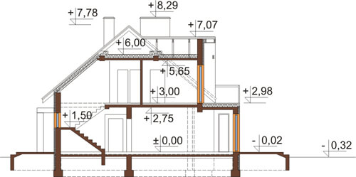 Projekt domu DM-6411 - przekrój