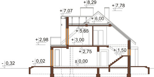 Projekt domu L-6411 - przekrój