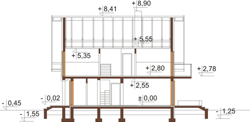 Projekt domu L-6405 - przekrój