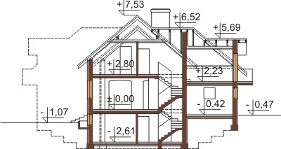 Projekt domu L-6409 - przekrój