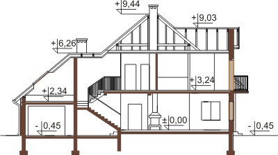 Projekt domu L-6437 - przekrój