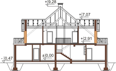 Projekt domu L-6439 - przekrój