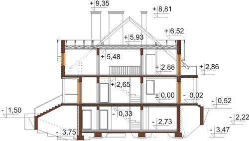 Projekt domu DM-6398 - przekrój