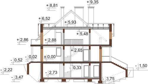 Projekt domu L-6398 - przekrój