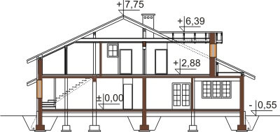 Projekt domu L-6400 - przekrój