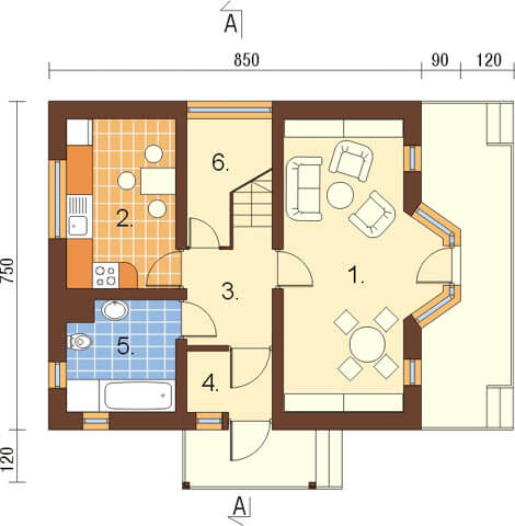 Projekt domu DM-6122 - rzut