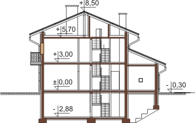 Projekt domu DM-6438 - przekrój