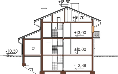 Projekt domu L-6438 - przekrój