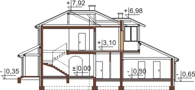 Projekt domu L-6460 - przekrój